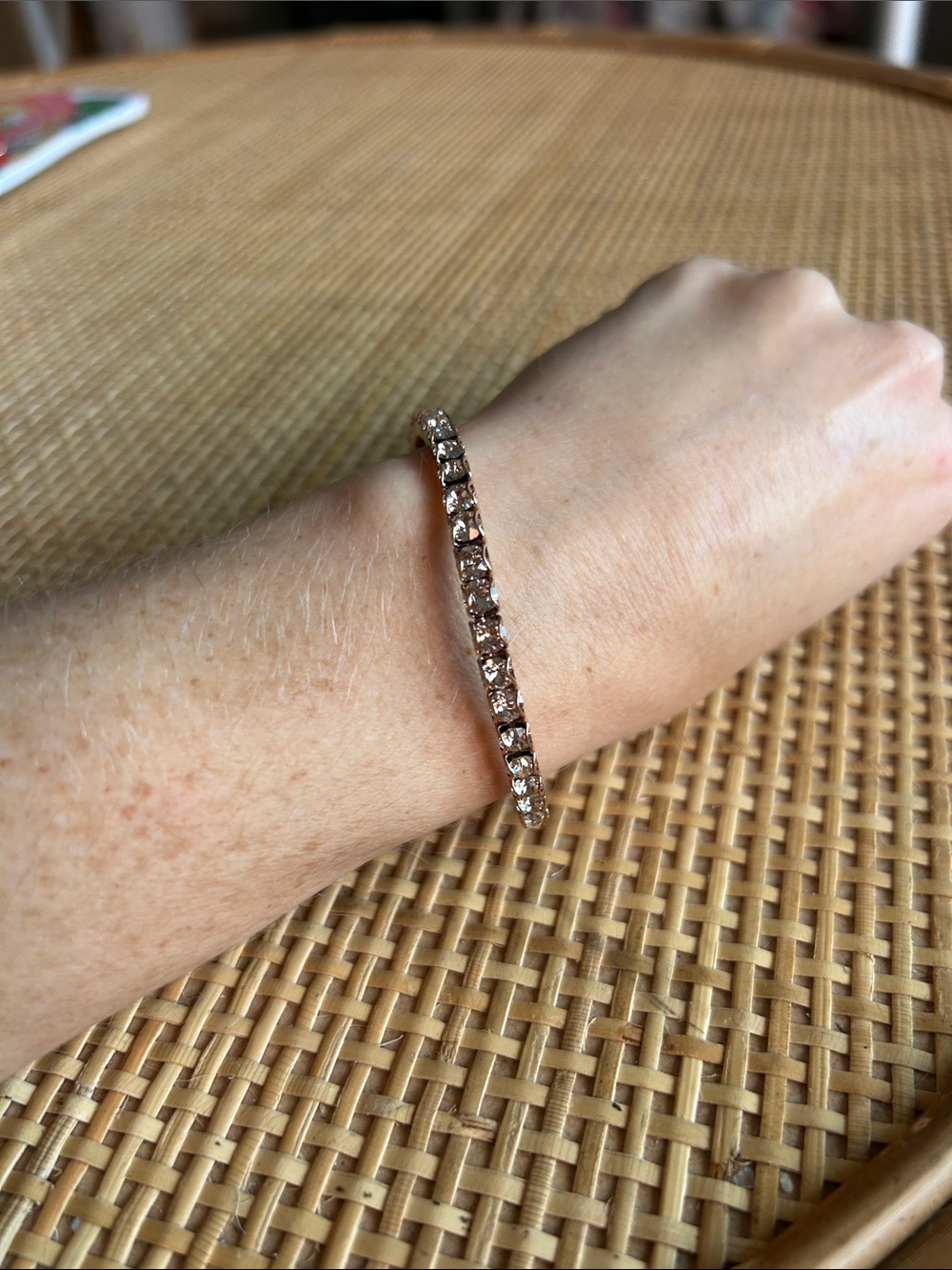 Touchstone Crystal by Swarovski Rose  Gold Silk Stretch Bracelet